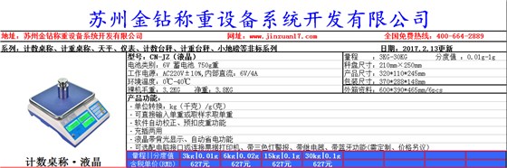 2017年金鉆電子秤批發(fā)價(jià)格表