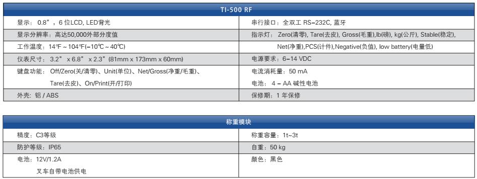 電動叉車無線稱重模塊套裝式1-3T 參數(shù)